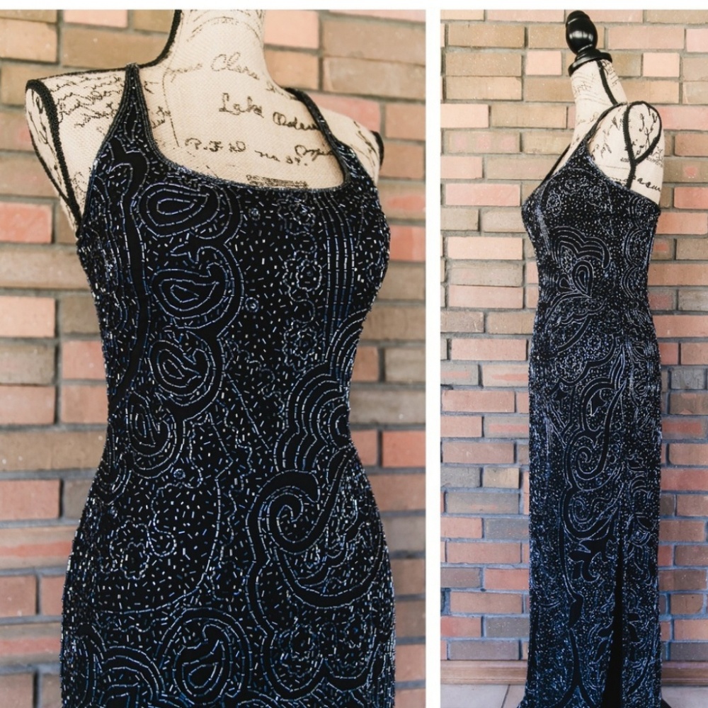 Elegant Black Beaded Gown